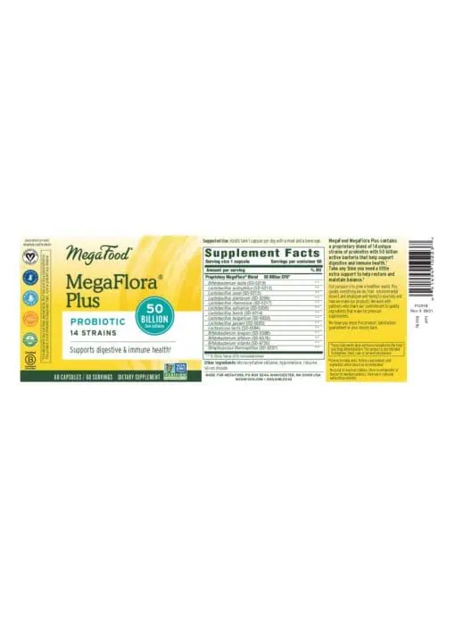 MegaFood MegaFlora(R) Plus -- probiotic supplement, digestive health - Back