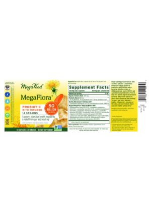 MegaFood MegaFlora(R) Probiotic with Turmeric -- digestive health, gut support - Back