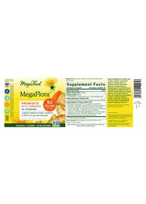 MegaFood MegaFlora(R) Probiotic with Turmeric -- digestive health, gut support - Back