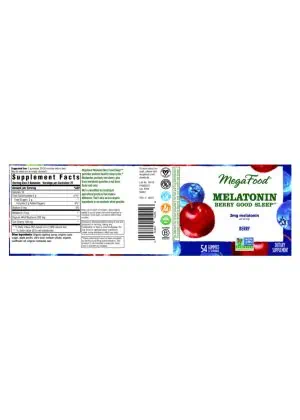 MegaFood Melatonin Berry Good Sleep(R) -- melatonin gummies, sleep support - Back