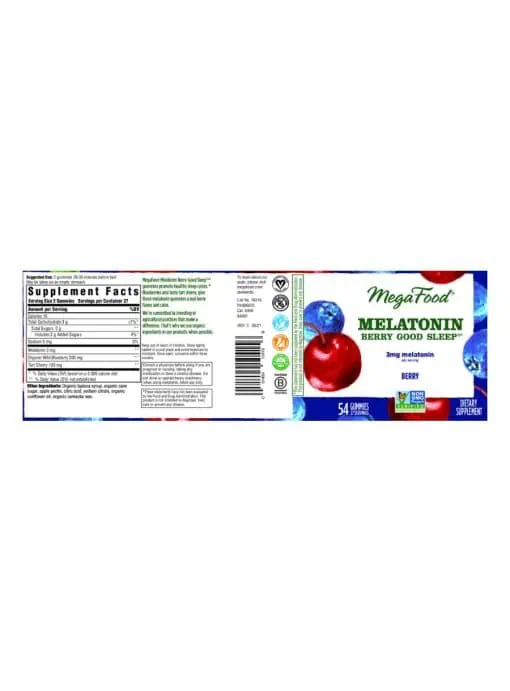 MegaFood Melatonin Berry Good Sleep(R) -- melatonin gummies, sleep support - Back