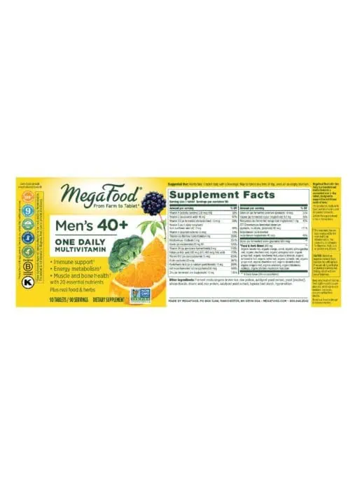 MegaFood Men Over 40(TM) One Daily -- multivitamin, men's health - Back