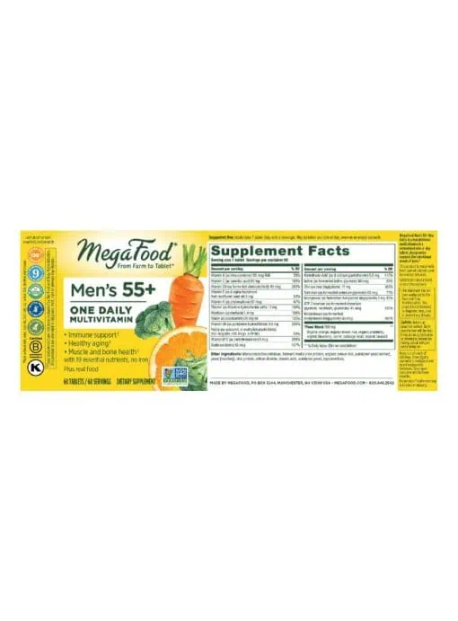 Megafood Men Over 55 One Daily -- multivitamin, men's health - Back