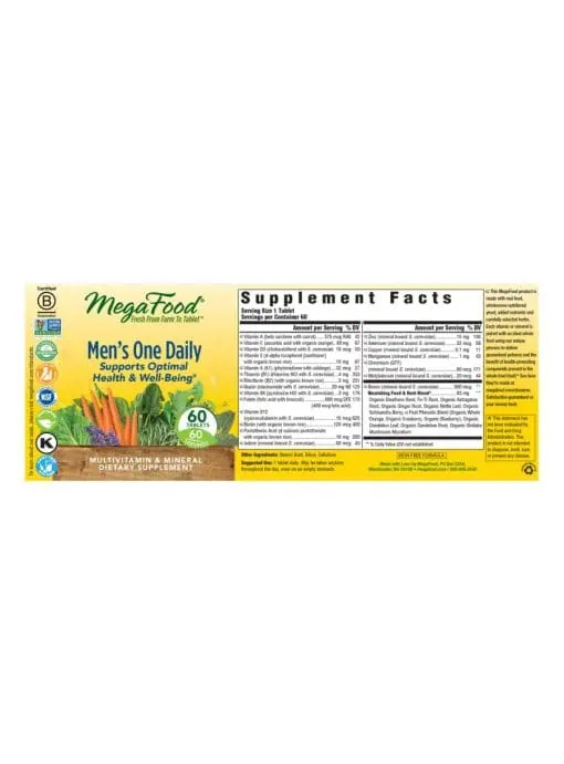 MegaFood Men's One Daily -- men's multivitamin, daily supplement - Back