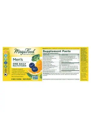 MegaFood Men's One Daily -- multivitamin, men's health - Back