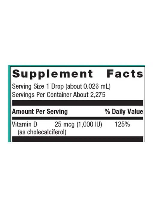 Metagenics MetaKids(TM) D3 Liquid -- Vitamin D3 supplement, children's health. - Back