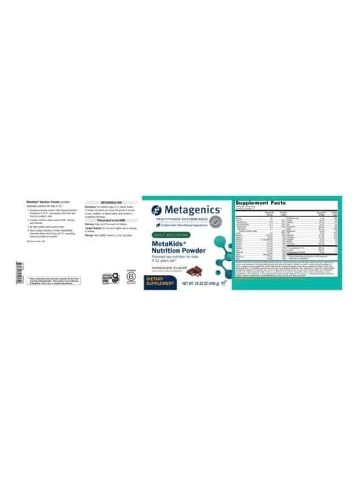 Metagenics MetaKids(TM) Nutrition Powder, Chocolate - Back