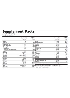 Metagenics MetaKids(TM) Nutrition Powder, Vanilla -- children's nutrition, protein powder. - Back
