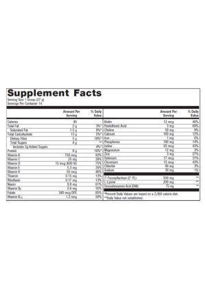 Metagenics MetaKids(TM) Nutrition Powder -- children's nutrition, kids health. - Back