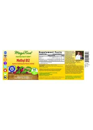 MegaFood Methyl B12 -- active coenzyme form of B12, heart health support - Back