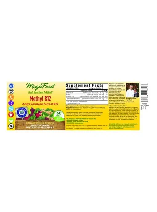 MegaFood Methyl B12 -- active coenzyme form of B12, heart health support - Back