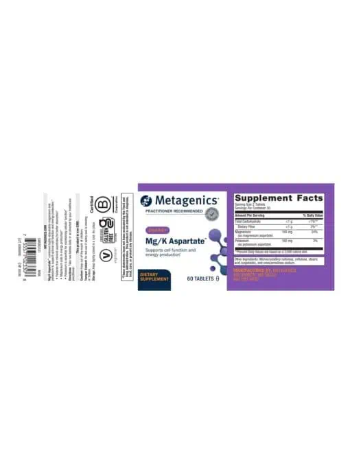 Metagenics Mg/K Aspartate(TM) -- magnesium supplement, potassium supplement. - Back