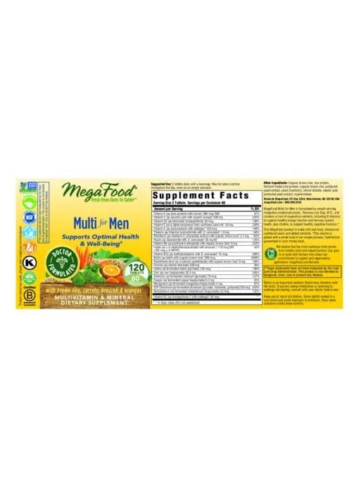 MegaFood Multi for Men -- multivitamin, men's health - Back