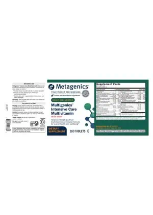 Metagenics Multigenics(R) Intensive Care -- multivitamin, vitamins and minerals. - Back