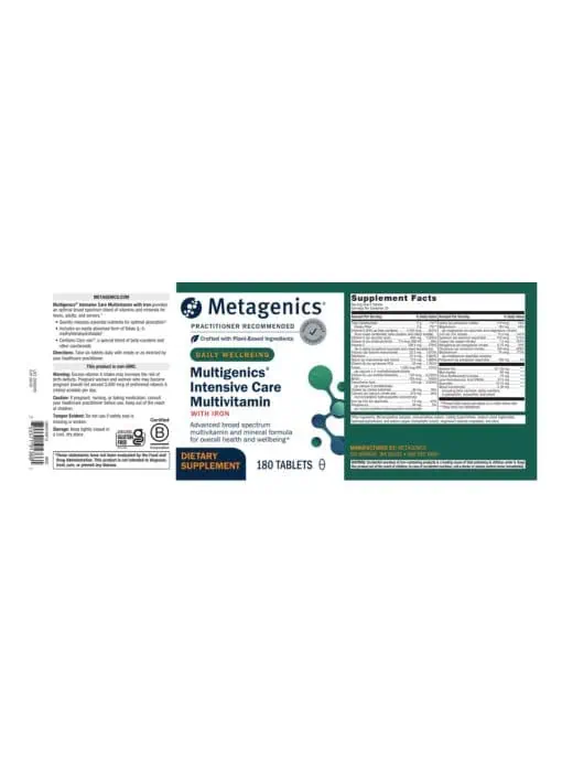 Metagenics Multigenics(R) Intensive Care -- multivitamin, vitamins and minerals. - Back