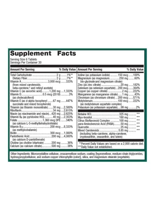 Metagenics Multigenics(R) Multivitamin -- multivitamin, vitamins and minerals - Back