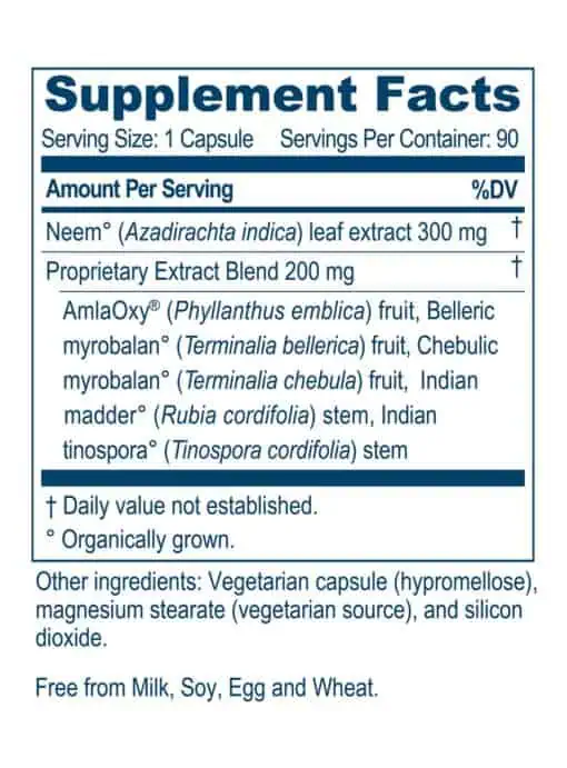Ayush Herbs Neem Plus(TM) -- immune support, digestive aid. - Back