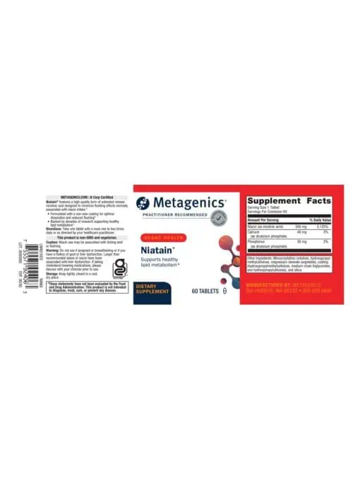Metagenics Niatain(R) -- niacin supplement, lipid metabolism support. - Back