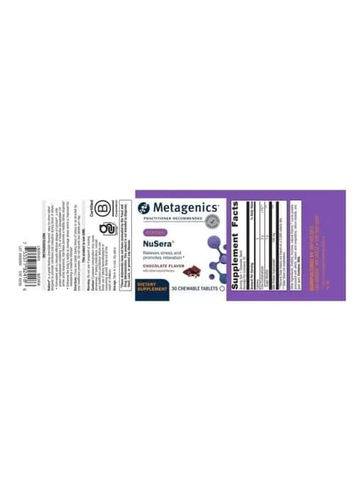 Metagenics NuSera(R) Chocolate Flavor -- stress relief, relaxation support. - Back