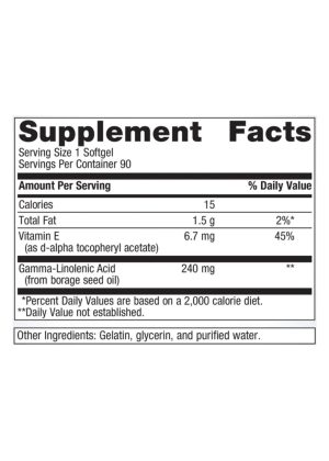 Metagenics OmegaGenics(R) Borage Seed GLA 240 -- gamma-linolenic acid, borage seed oil. - Back