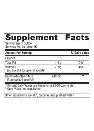 Metagenics OmegaGenics(R) Borage Seed GLA 240 -- gamma-linolenic acid, borage seed oil. - Back