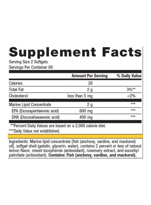Metagenics OmegaGenics(R) Fish Oil EPA-DHA 500mg -- omega-3 fatty acids, fish oil. - Back