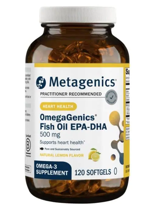 Metagenics OmegaGenics(R) Fish Oil EPA-DHA 500mg -- omega-3 fatty acids, fish oil.
