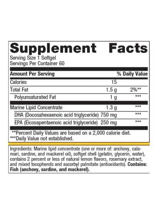Metagenics OmegaGenics Neuro 1000 Fish Oil -- fish oil, omega-3 - Back