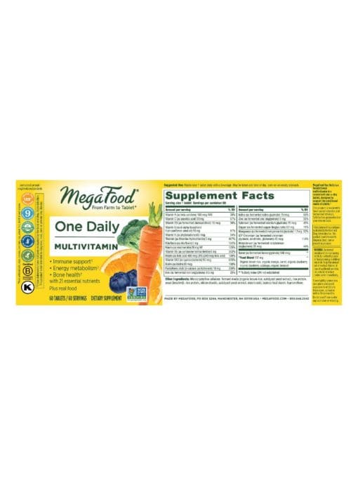 MegaFood One Daily -- multivitamin, daily supplement - Back