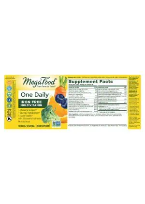 MegaFood One Daily Iron Free -- multivitamin for kids, daily nutrients - Back