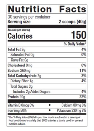 Metagenics Perfect Protein(R) Pea & Rice, Chocolate - Back