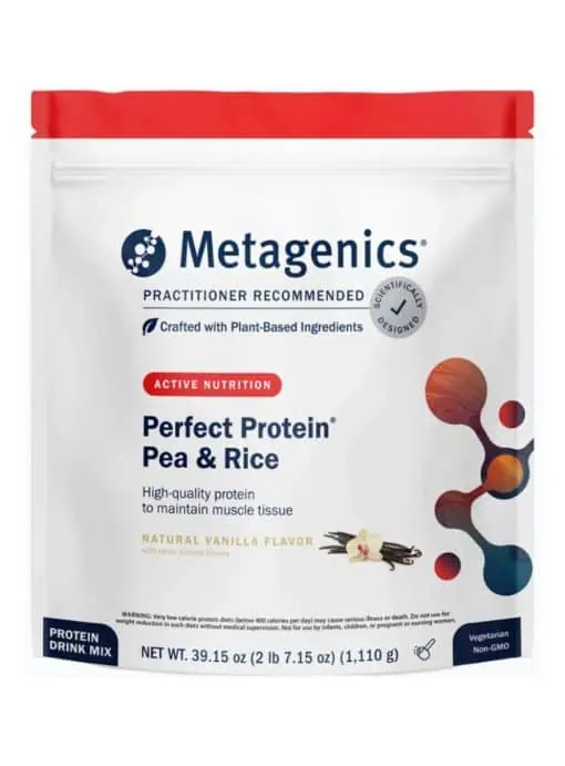 Metagenics Perfect Protein(R) Pea & Rice -- plant-based protein, essential amino acids.