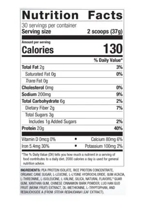Metagenics Perfect Protein(R) Pea & Rice -- plant-based protein, essential amino acids. - Back