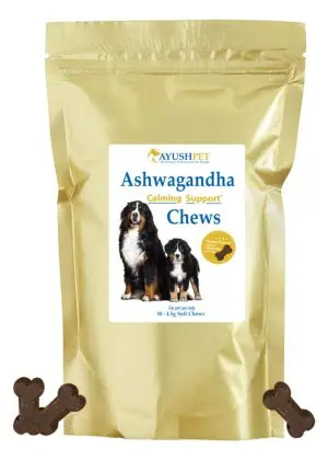Ayush Herbs Pet Ashwagandha Chews -- pet health, calming support.
