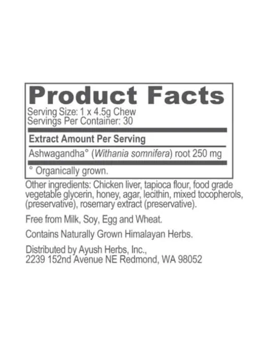 Ayush Herbs Pet Ashwagandha Chews -- pet health, calming support. - Back