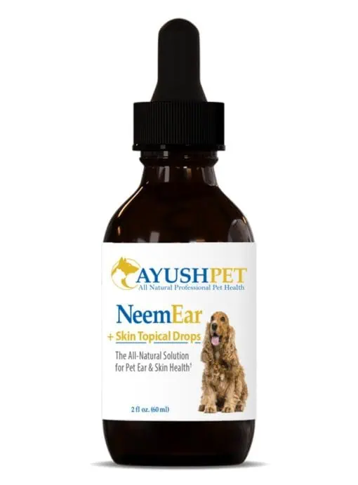 Ayush Herbs Pet Neem Ear & Skin Topical Drops -- pet health, ear care.