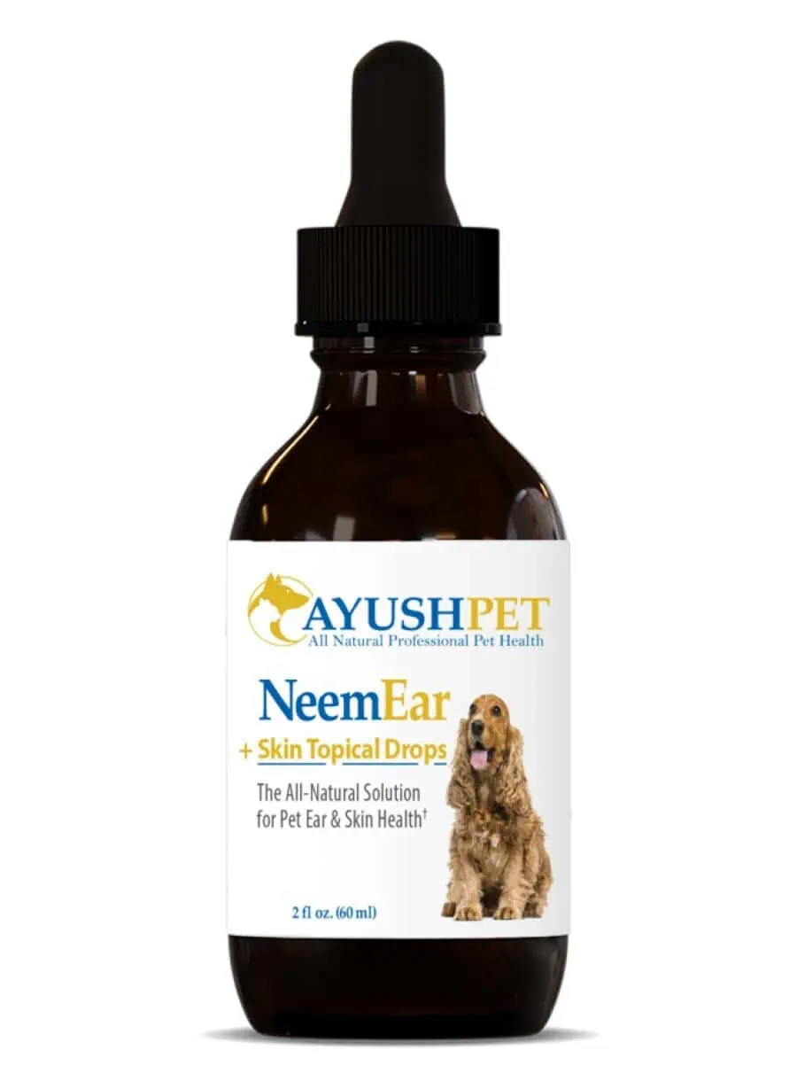 Ayush Herbs Pet Neem Ear & Skin Topical Drops -- pet health, ear care.
