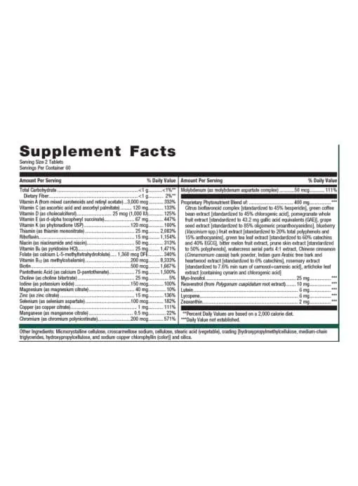 Metagenics PhytoMulti(R) Multivitamin -- multivitamin, plant-based nutrients. - Back