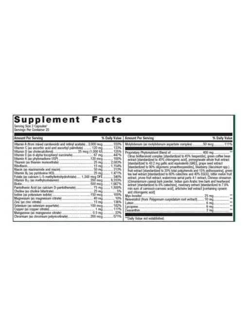 Metagenics PhytoMulti(R) Multivitamin Capsules -- multivitamin, plant-based nutrients. - Back