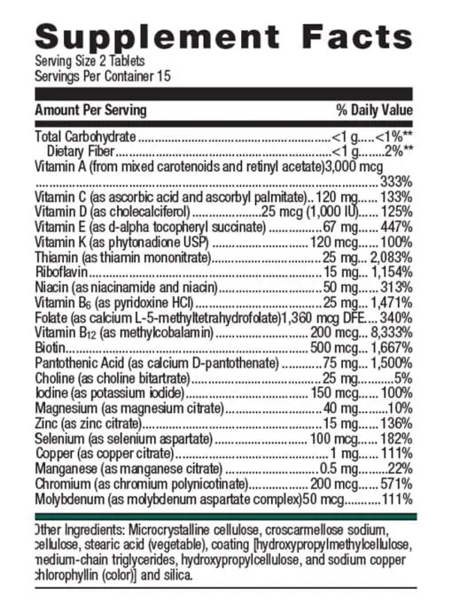 Metagenics PhytoMulti Multivitamin -- multivitamin, phytonutrients - Back