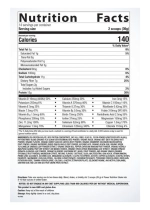Metagenics Power Nutrition Shake, Chocolate -- nutritional shake, protein shake. - Back