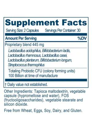 Ayush Herbs Probiotic 100B -- probiotic supplement, digestive health. - Back