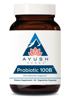 Ayush Herbs Probiotic 100B -- probiotic supplement, digestive health.