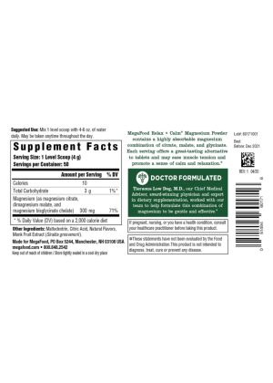 MegaFood Relax + Calm Magnesium Powder-Raspberry Lemonade Flavor -- magnesium powder, relaxation supplement - Back
