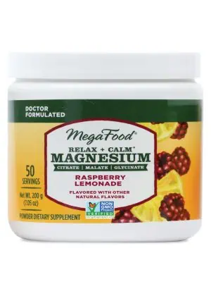 MegaFood Relax + Calm Magnesium Powder-Raspberry Lemonade Flavor -- magnesium powder, relaxation supplement