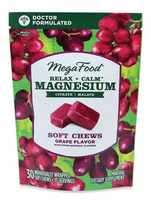 Megafood Relax + Calm Magnesium Soft Chews -- magnesium supplement, grape flavor