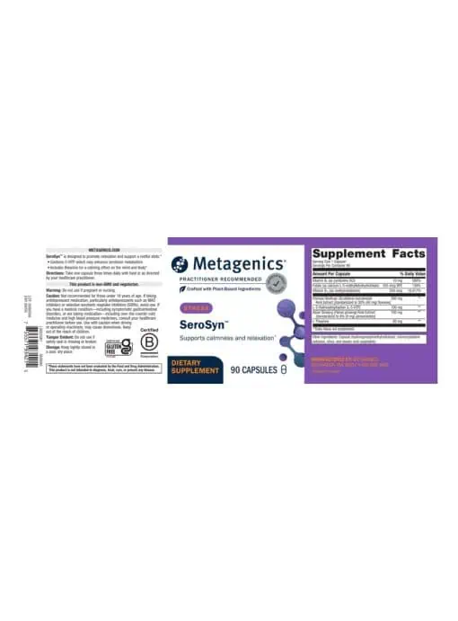 Metagenics SeroSyn(TM) -- relaxation support, calming effect. - Back