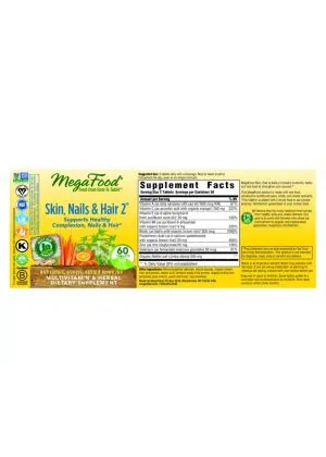 MegaFood Skin, Nails & Hair 2 -- healthy complexion, strong nails - Back