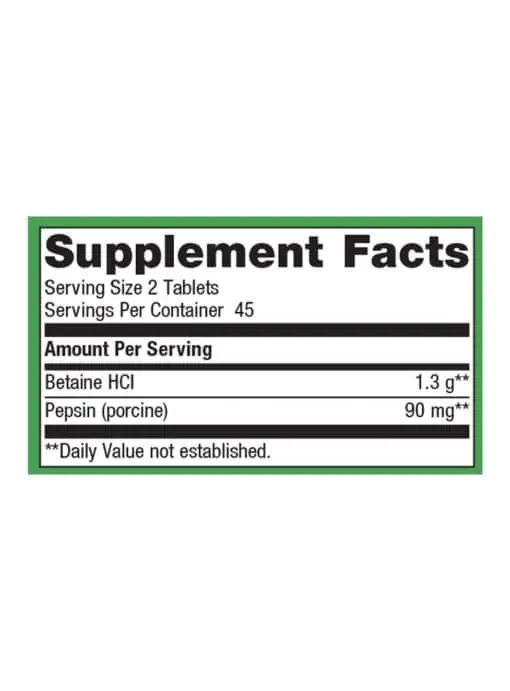 Metagenics SpectraZyme(R) Betaine HCI + Pepsin -- digestive support, stomach health. - Back