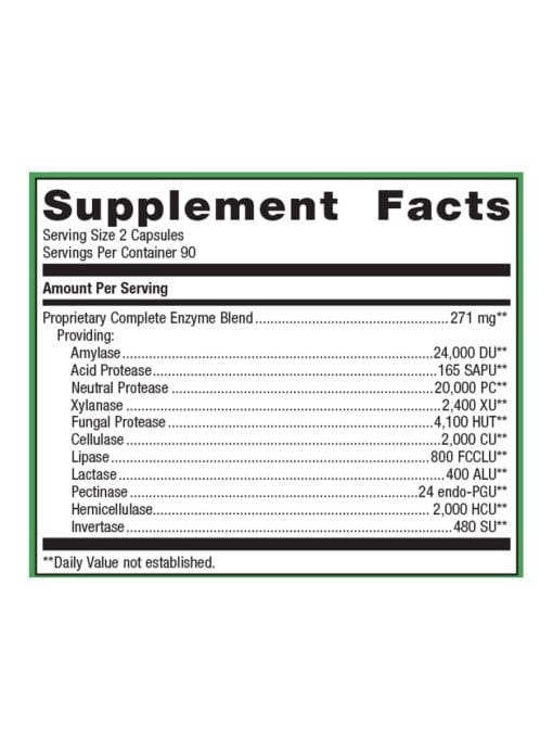 Metagenics SpectraZyme Complete Enzymes -- digestive support, enzyme blend. - Back